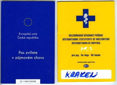 Pas zv��ete v z�jmov�m chovu (EU) a Mezin�rodn� o�kovac� pr�kaz pro psy